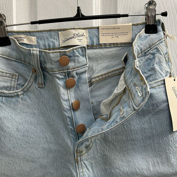 NWT Universal Thread Jeans 00L Rigid Denim High Rise Light Wash Button Fly - Picture 13 of 16